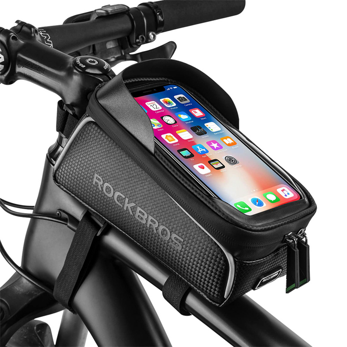 ROCKBROS Bike Frame Bag TPU film 6.5'' Hidden Earphone Hole Reflective Strips