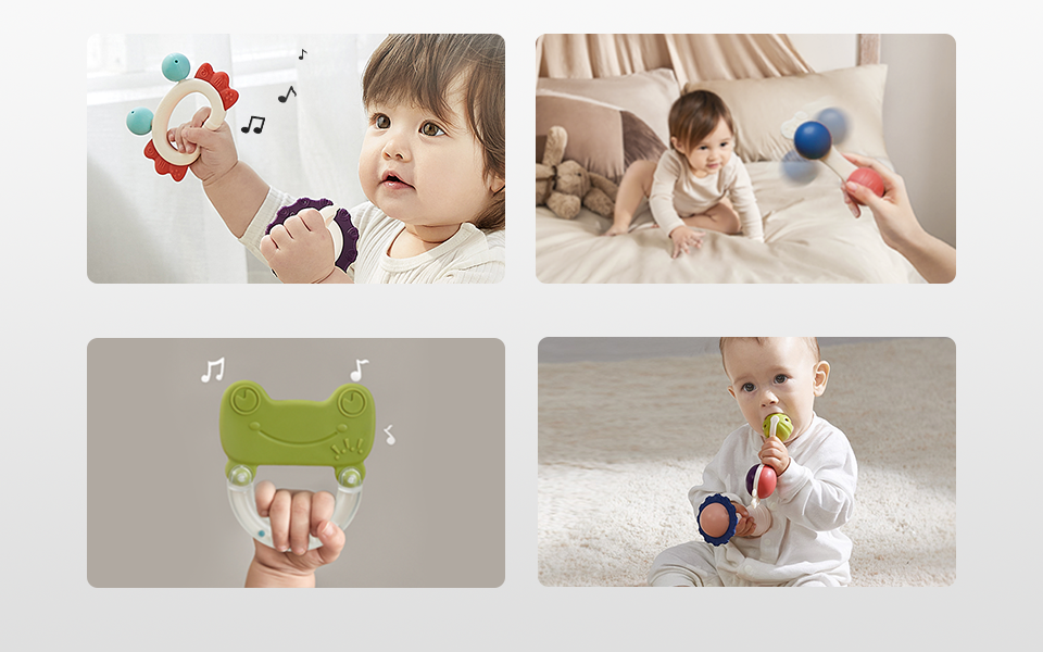 Bc Babycare Ensemble de hochets et jouets de dentition pour bébé (10 pièces)