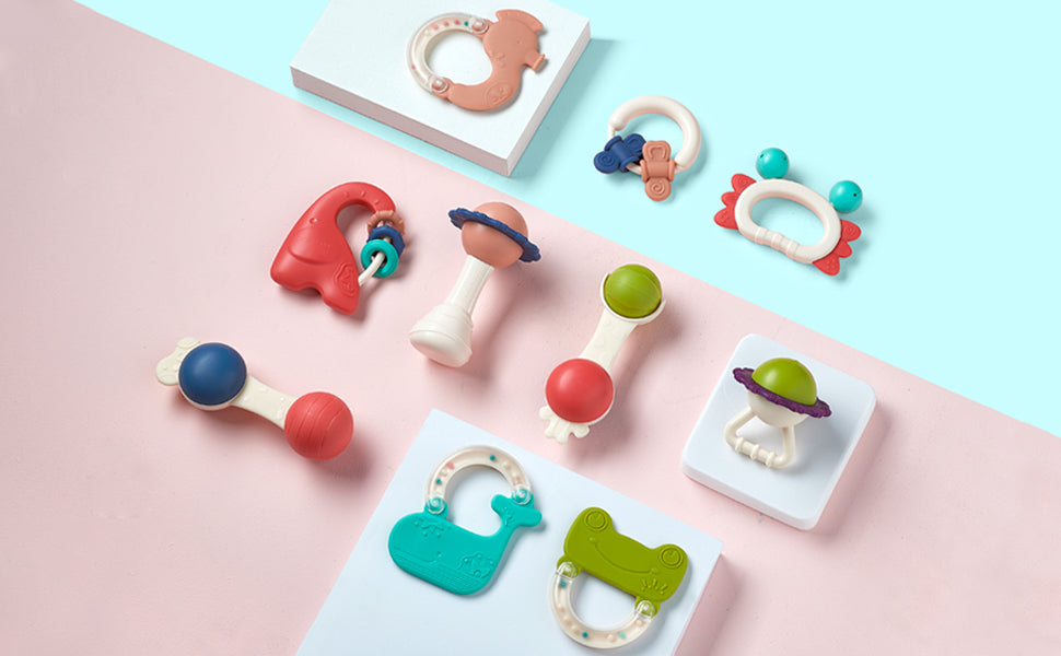 Bc Babycare Ensemble de hochets et jouets de dentition pour bébé (10 pièces)