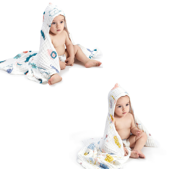 Bc Babycare Serviettes de bébé à capuche en mousseline de coton
